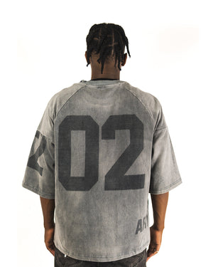 "CHARCOAL BLACK" PANELED OVERSIZED JERSEY