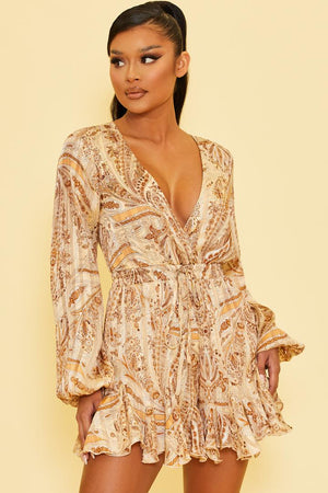 
            
                Load image into Gallery viewer, Gold Paisley Romper
            
        