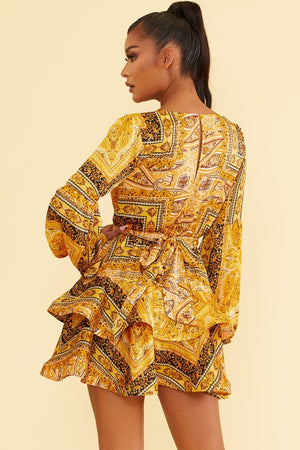 
            
                Load image into Gallery viewer, Gold Baroque Ruffle Dress
            
        