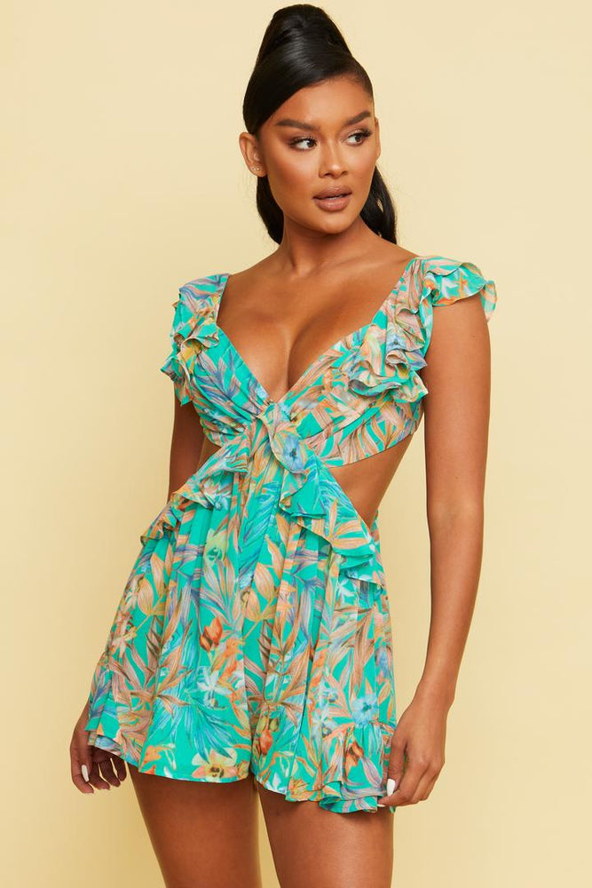 
            
                Load image into Gallery viewer, Turquoise Tropical Romper
            
        