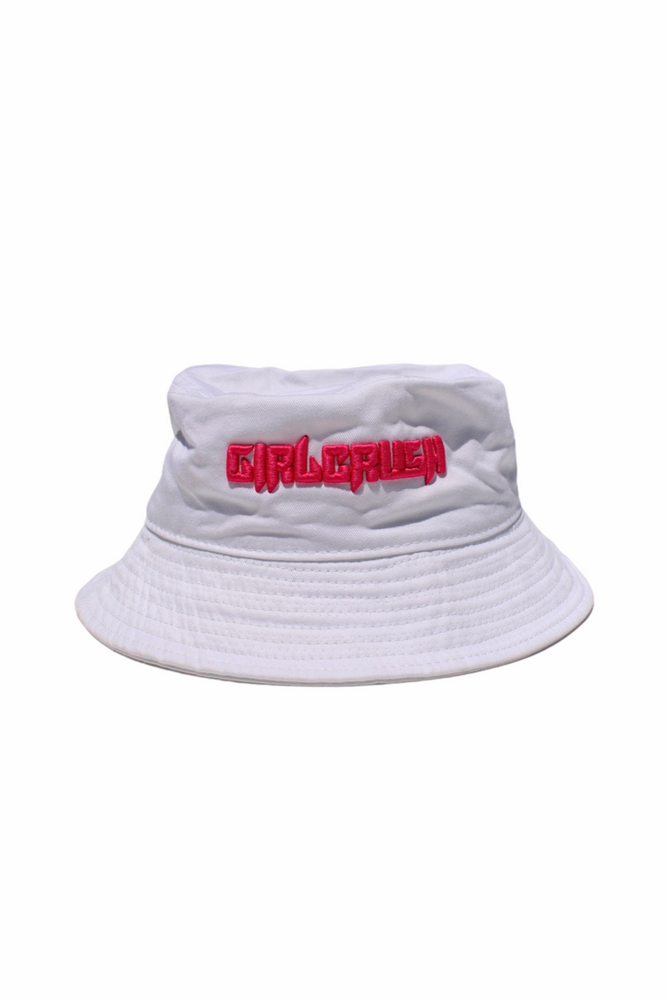 
            
                Load image into Gallery viewer, White/Pink &amp;#39;Girl Crush&amp;#39; Bucket Hat
            
        
