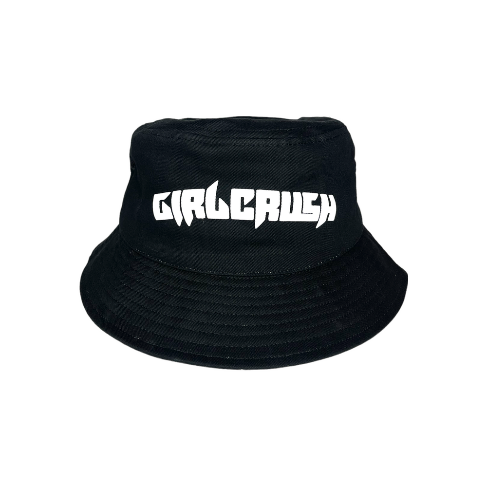Black 'Girl Crush' Satin Lined Bucket Hat
