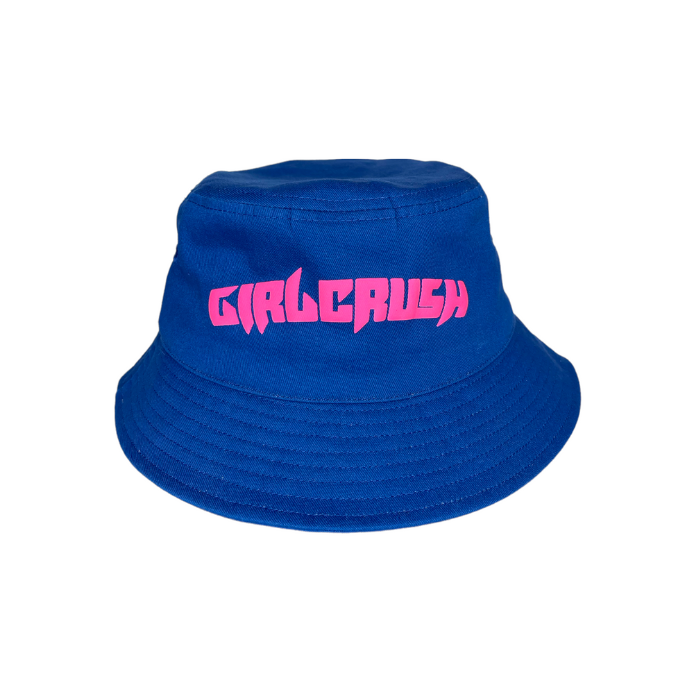 
            
                Load image into Gallery viewer, Blue/Pink &amp;#39;Girl Crush&amp;#39; Satin Lined Bucket Hat
            
        