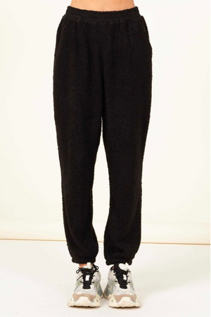 
            
                Load image into Gallery viewer, Black Hi-Waisted Teddy Joggers
            
        