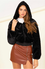 Black Fur Hooded Jacket