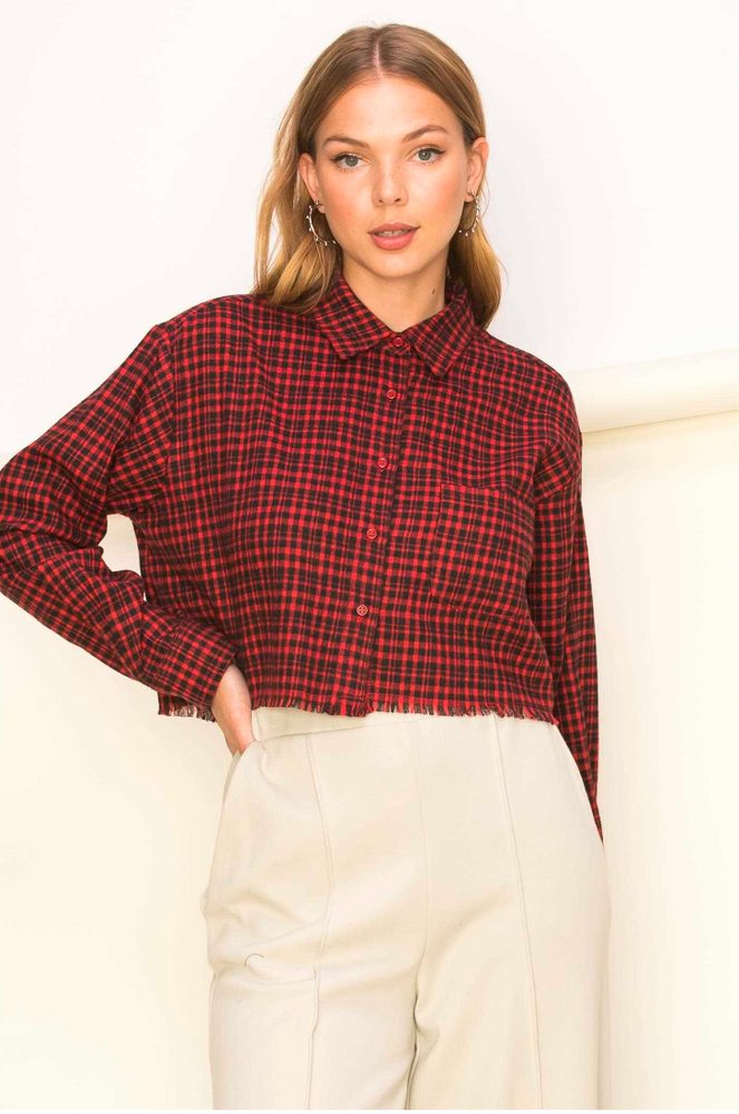 
            
                Load image into Gallery viewer, Red Crop Flannel Shirt
            
        